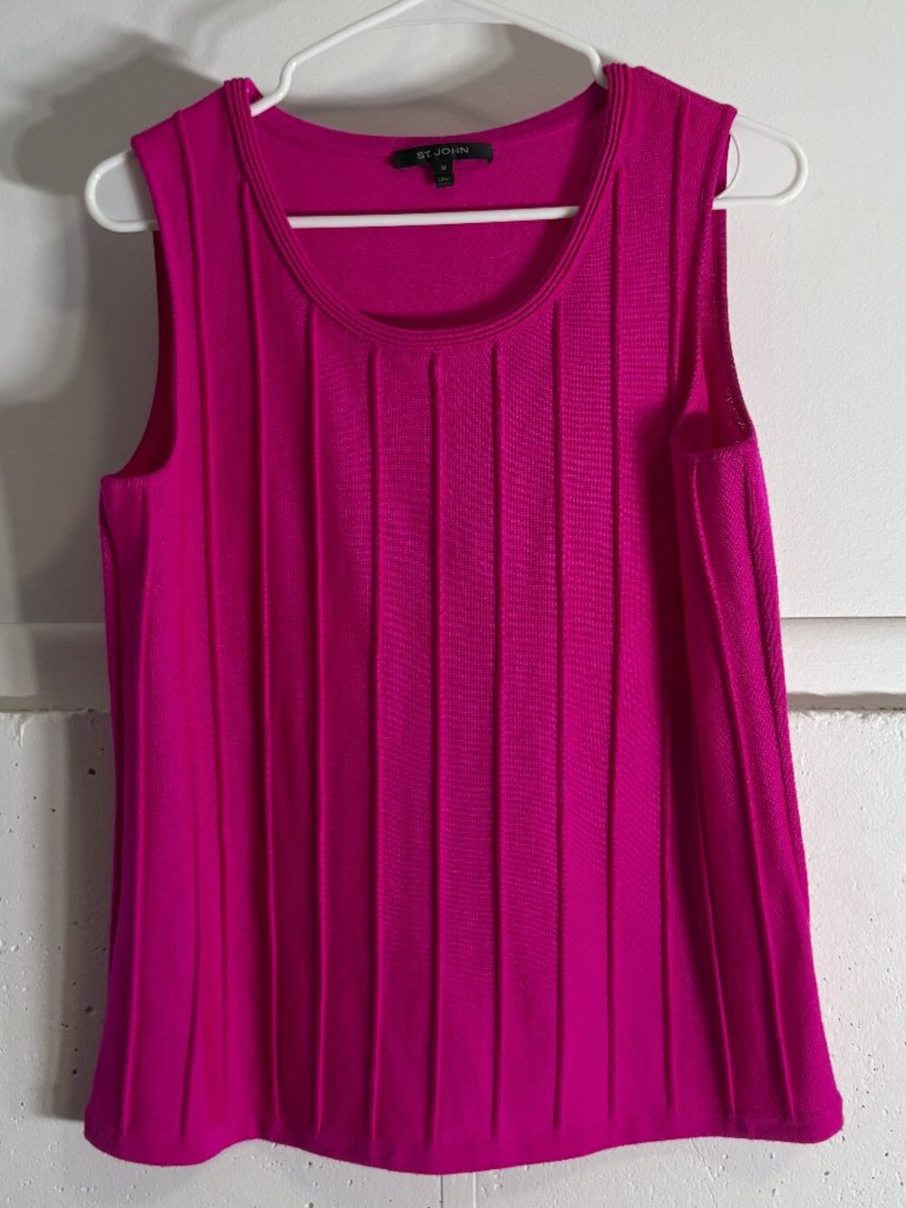 St. John Magenta Wool Knit Cardigan & Tank Set - Picture 2 of 7